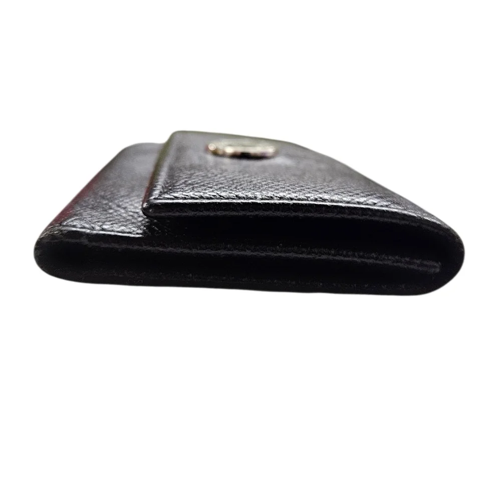 BVLGARI Leather Keyholder Wallet In Black Leather And Silver